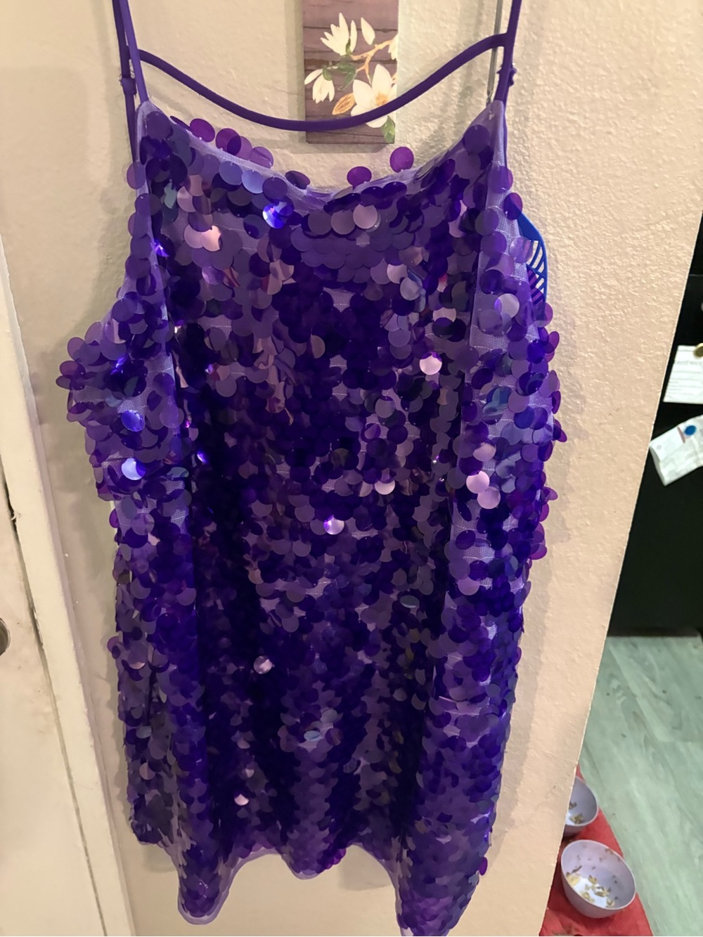 Topshop Purple Sequin Slip Midi Dress